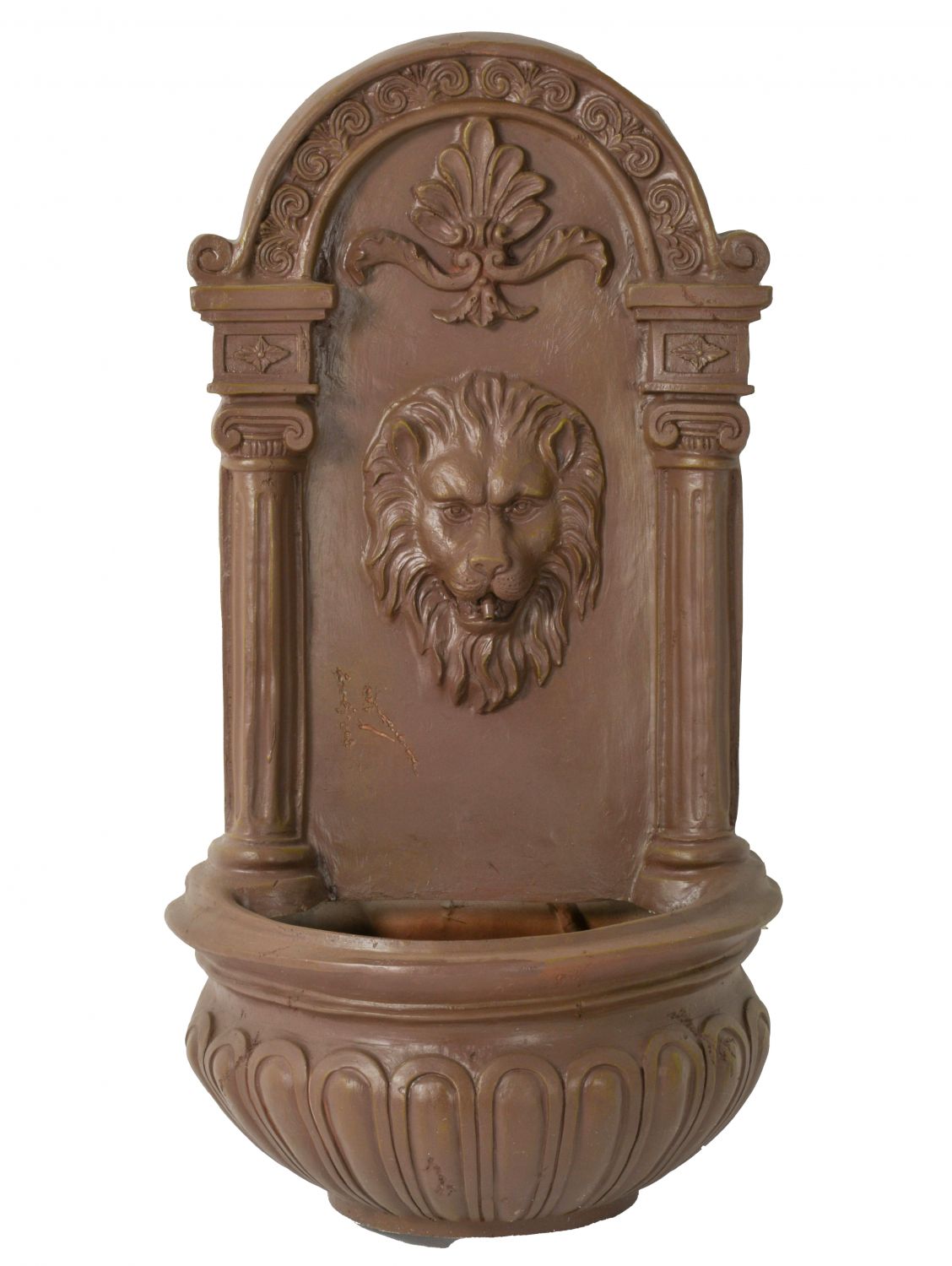 Terra Cotta Lion Hanging Wall Fountain