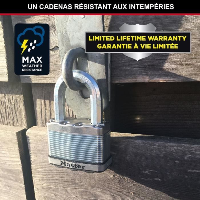 High Security Padlock - MASTER LOCK - M115EURTRILF - Keyed - Coated Laminated Steel - Exterior - Anti-rust - Shackle M - Pack of 3