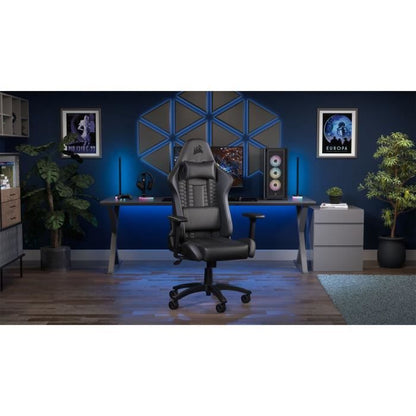 CORSAIR - Office chair - Gaming armchair - TC100 RELAXED - Faux leather - Ergonomic - Adjustable armrests - Black - (CF-9010050-WW)