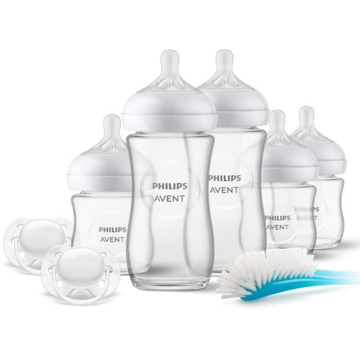 Natural Glass Baby Bottle Birth Set - PHILIPS AVENT - Newborn Kit - 240 ml - Mixed