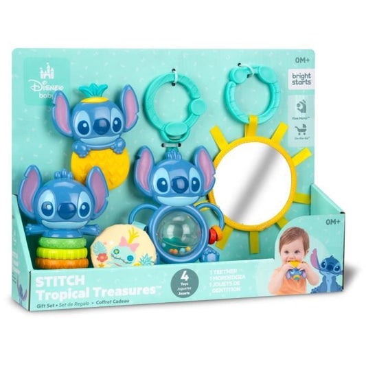 DISNEY BABY - STITCH - Birth Gift Set - 4 newborn toys, Rattle, Teething ring, Multi-sensory toys