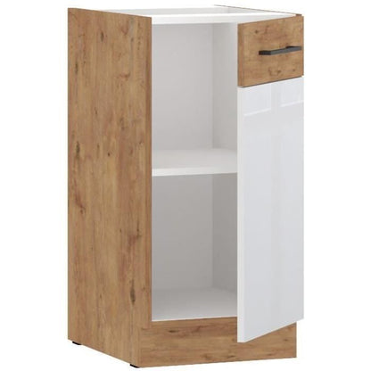 ROCK - Wall unit - Lancelot oak and glossy white melamine - 40 cm - 1 hinged door