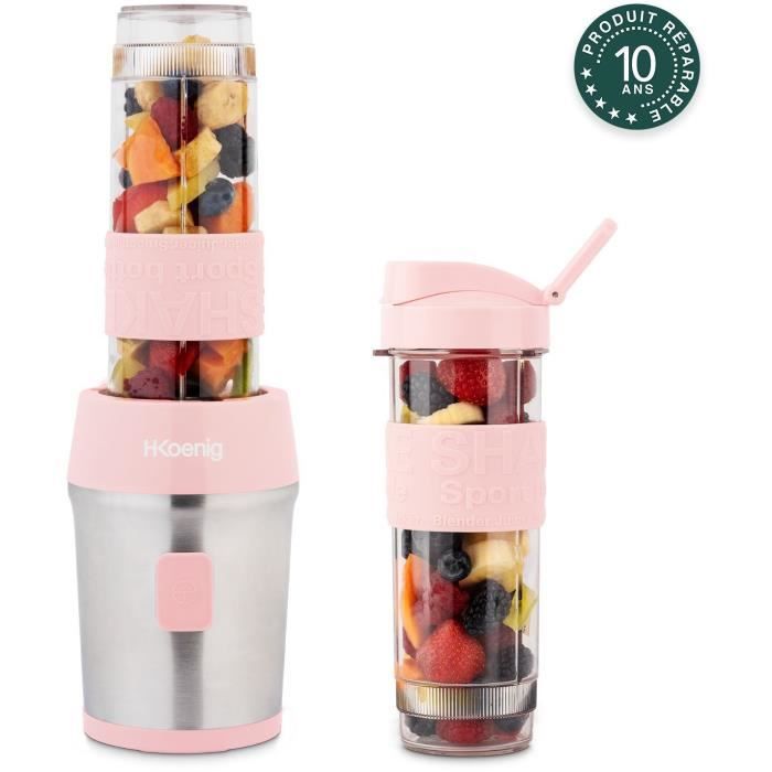 Mini blender - SMOO12 - 300 W - 570 mL - Pastel pink - 2 water bottles included