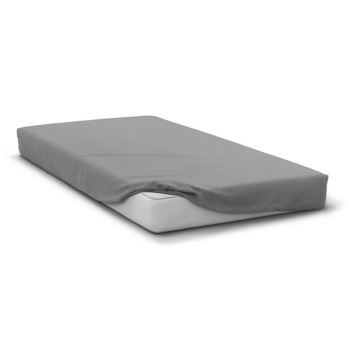 Fitted sheet - HOME LINGE PASSION - HP71769 - 160 x 200 cm + 30 cm bonnet - Microfiber - 82 g - Light gray