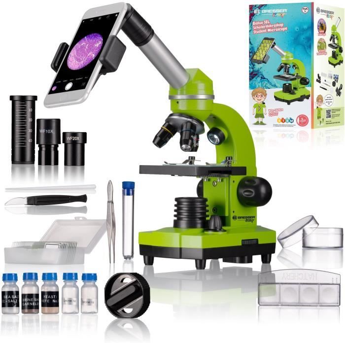 BIOLUX SEL - BRESSER JUNIOR student microscope - 40x-1600x magnification - experiment kit - green