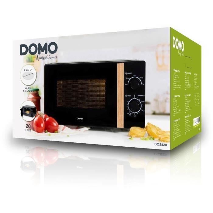 DOMO DO2820 microwave oven - 20L - 700W - 35 min timer - Defrost function - L44 x D35.8 x H 25.8 cm - Black wood finish
