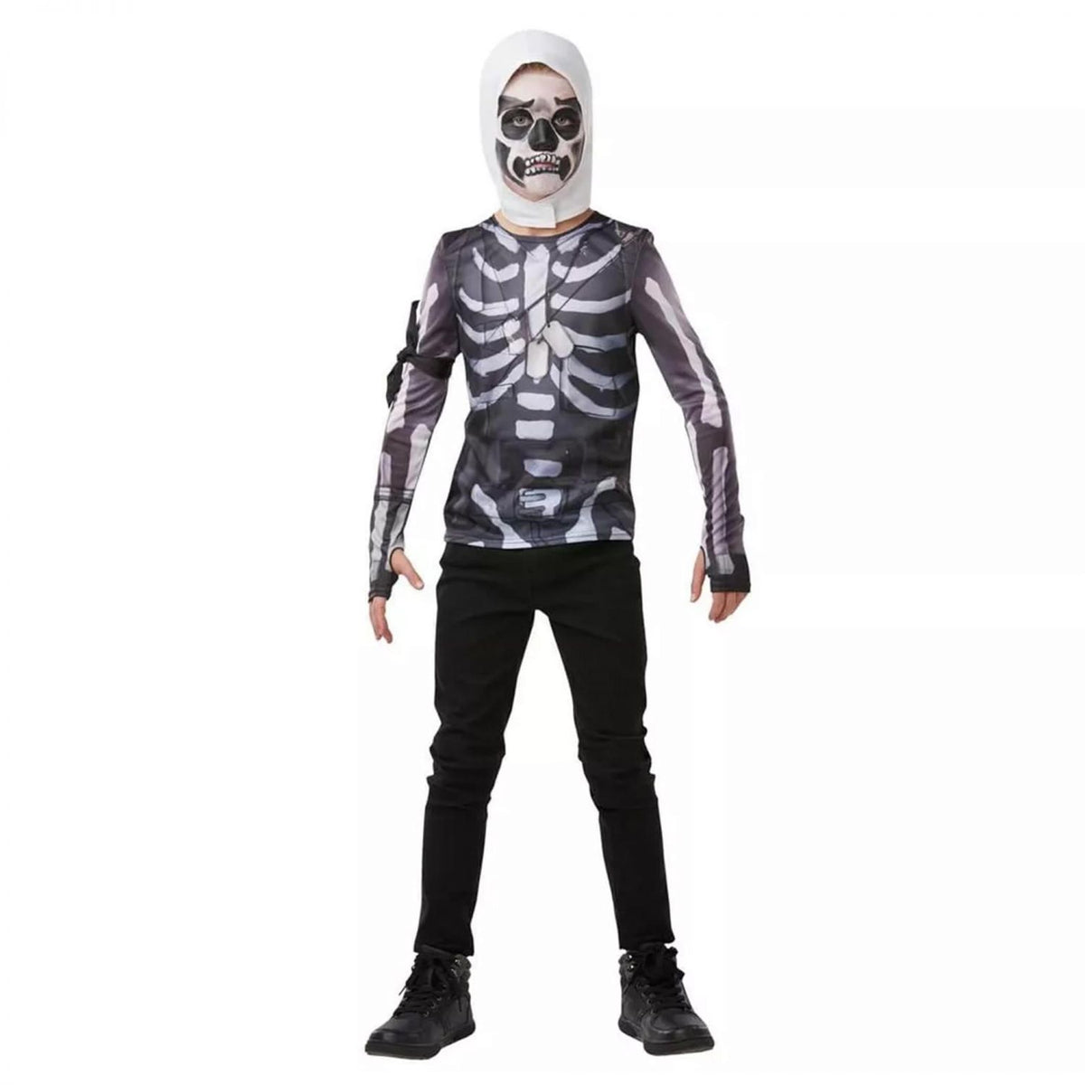 Fortnite Skull Trooper Teen Costume Top & Hood - 9-10 yrs