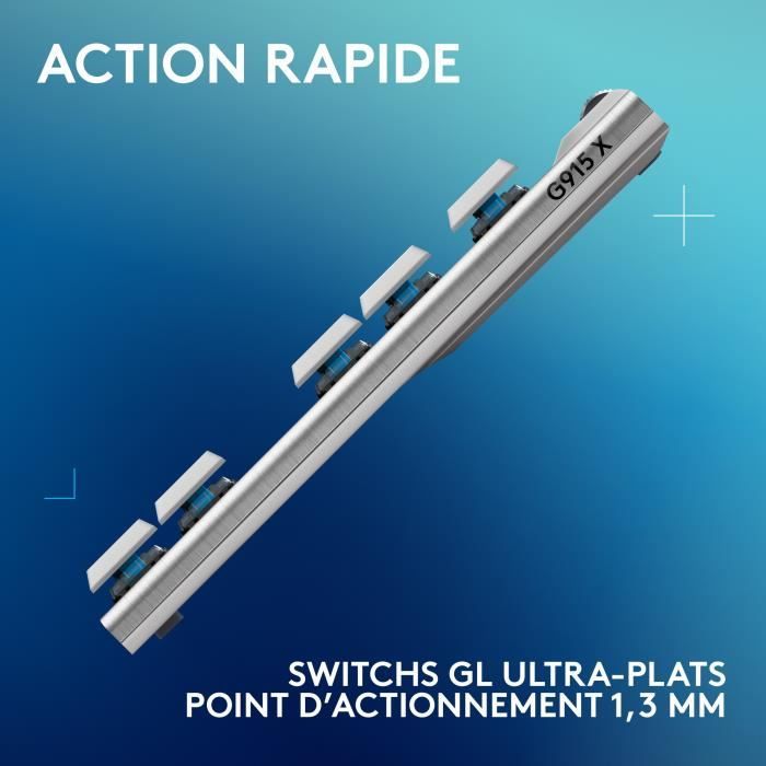 Gaming keyboard - wireless - Logitech G - G915 TKL X - Tactile switch - AZERTY - White