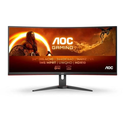 AOC CU34G2XE 34 WQHD Curved PC Monitor VA Panel 144Hz 1ms 1 HDMI 1DP Adaptive Sync Black