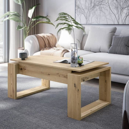 Lift-up coffee table - BALTIK - Rectangular - Oak - On legs - 105 x 55 x 45 cm