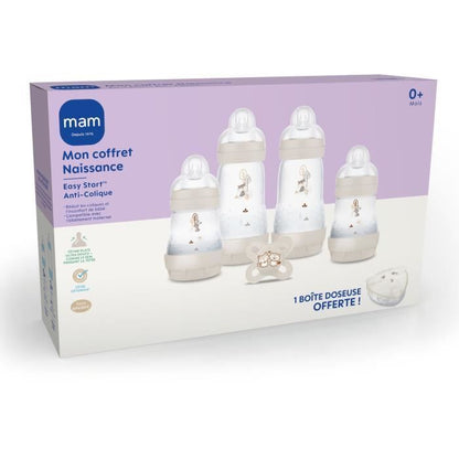 Birth Box - MAM - 4 Baby Bottles + 1 Pacifier + 1 Dosing Box - Sand