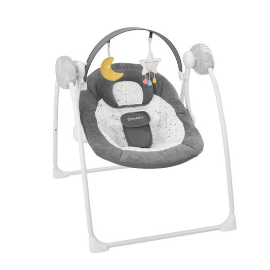 Badabulle Electric Comfort Swing - Foldable - Ultra Compact - Removable play arch, Moonlight