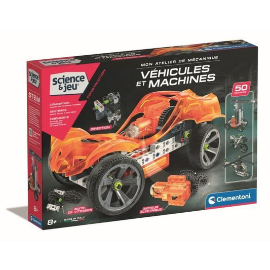 CLEMENTONI - Vehicles and machines - 50 constructions - Illustrated manual and application for 3D visualization - Made in Italy
