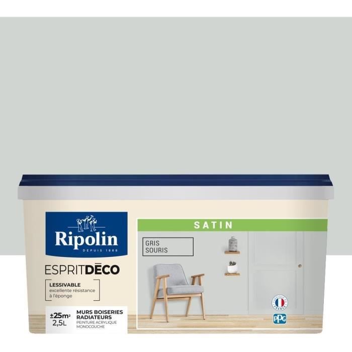 RIPOLIN All Pieces Wall Paint - Satin Mouse Gray, 2.5L