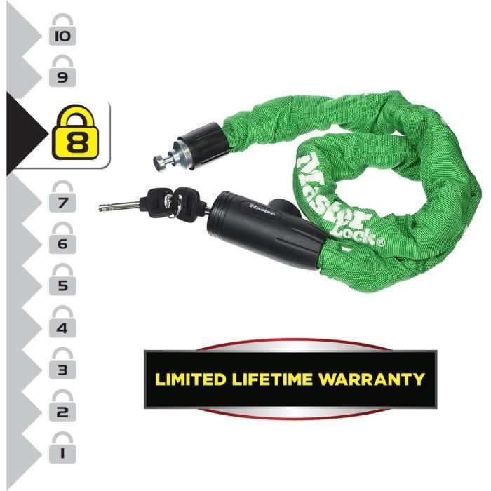 MASTER LOCK Bicycle Lock Chain [Key] - Ideal for Bicycles, Electric Bikes, ATVs and others