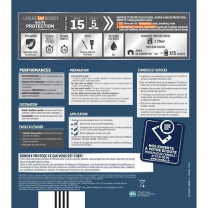 2 in 1 High protection stain - Colorless satin - BONDEX - 5 L