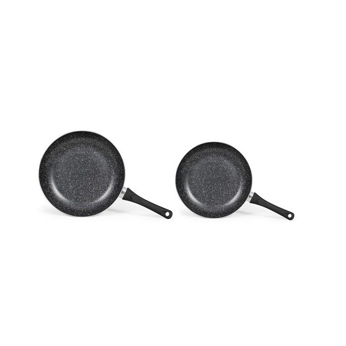 Set of 2 stone effect pans - Livoo - MEN124GR - Grey