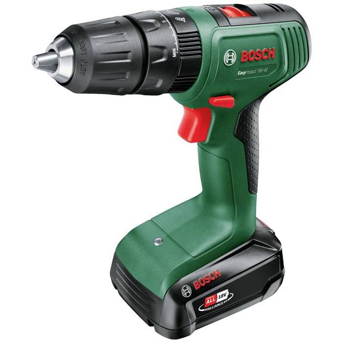 Bosch Home and Garden 06039D810D 18V 1.5Ah Li-Ion Cordless Impact Drill + 2 Batteries, + Charger,