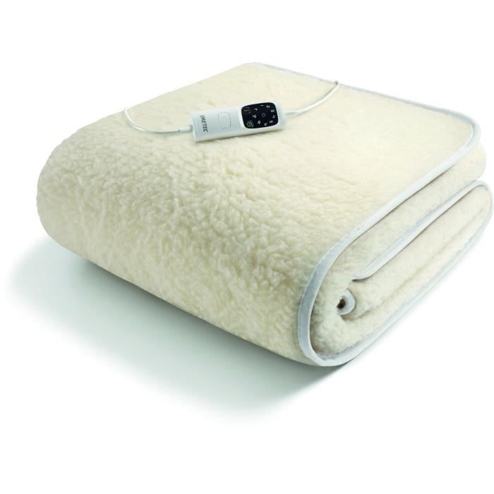 Heated Mattress Topper - Imetec - 1 Place 100% Wool and Merino, 150 x 80 cm - Rapid Heating - 6 Temperatures - Constant Temperature