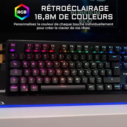 THE G-LAB KEYZ RUBIDIUM MECHANICAL KEYBOARD RED SWITCH AND RGB COMPLETELY CUSTOMIZABLE WITH WRIST REST