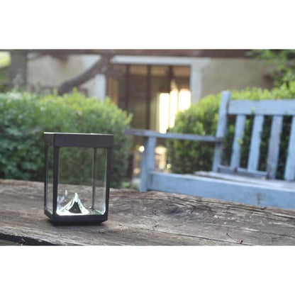 Mini solar tabletop tealight holder - Glass walls - Black