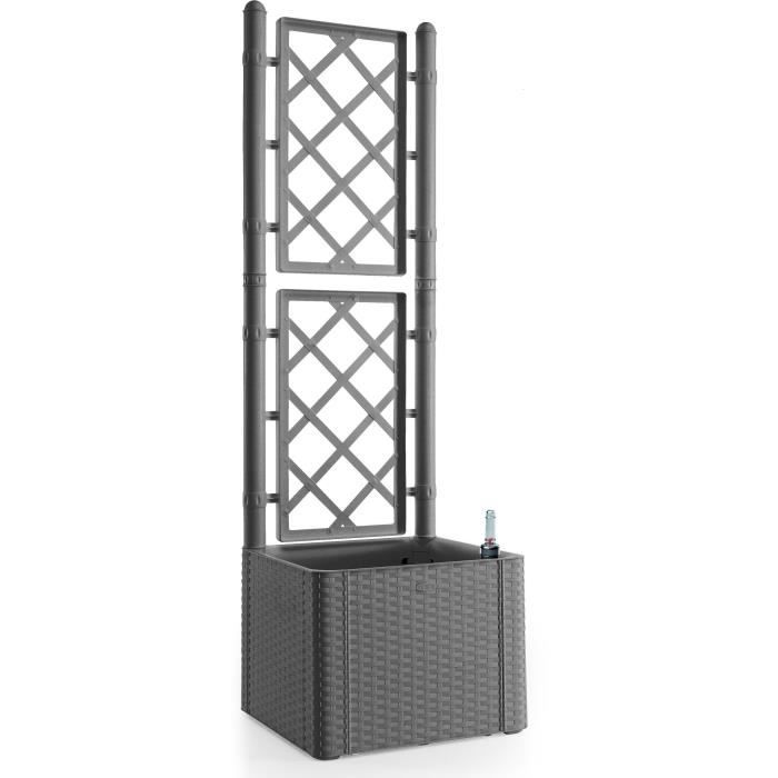 STEFANPLAST - Deluxe flower box - square with mesh stone gray - 43x43xh142cm