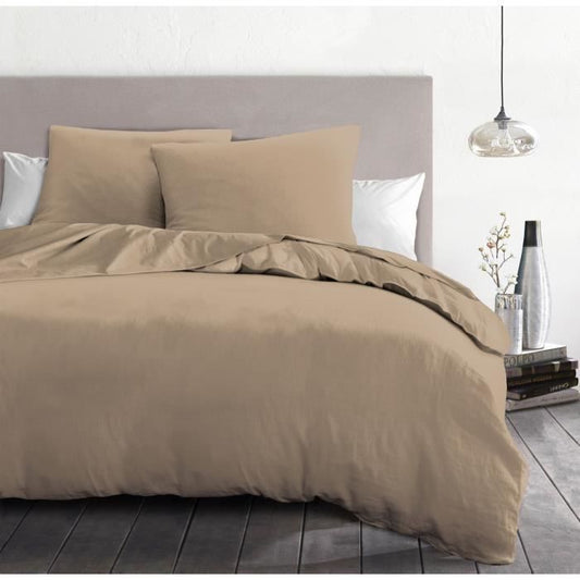 3-piece duvet set - HOME LINGE PASSION - HP72069 - 82 g Microfiber - 240 x 260 cm - Beige