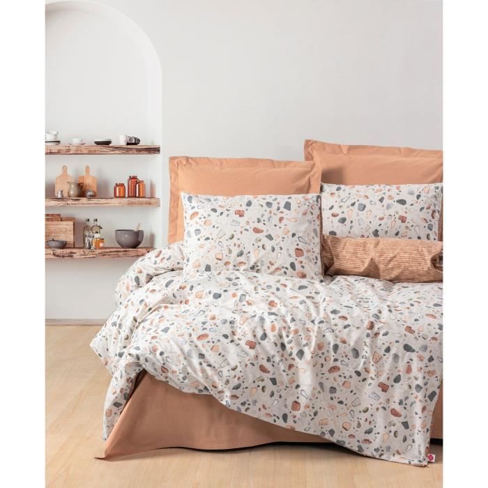 Bedding set - 1 duvet cover 220 x 240 cm + 2 pillowcases 60 x 60 cm - 100% cotton - Caramel