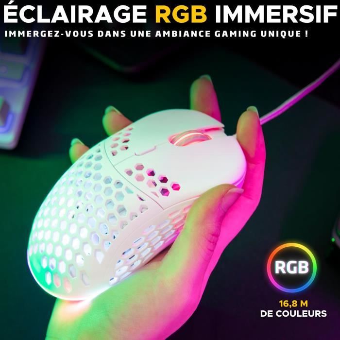 Wired Gaming Mouse - The G-Lab - KULT-OXYGEN - RGB - 12800 DPI - White