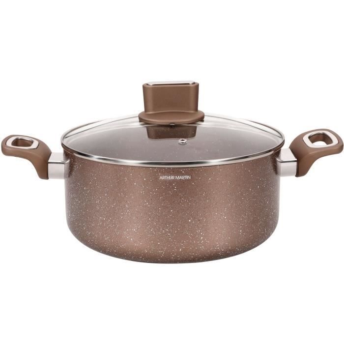 Pot - ARTHUR MARTIN - AM5531 - 28 cm with glass lid - Aluminum - All heat sources including induction