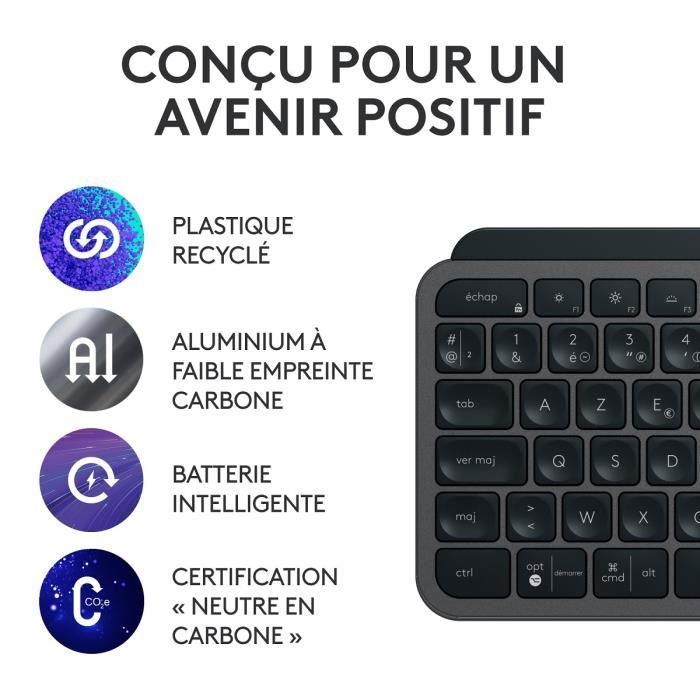 Wireless Keyboard - LOGITECH - MX Keys S Combo - Bluetooth - Backlit - Silent keys - Graphite