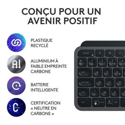 Wireless Keyboard - LOGITECH - MX Keys S Combo - Bluetooth - Backlit - Silent keys - Graphite