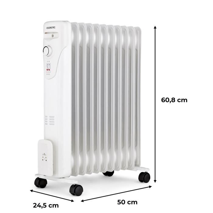 Electric radiator oil bath 2500W Oceanic - 3 powers - 11 elements - White - Mobile