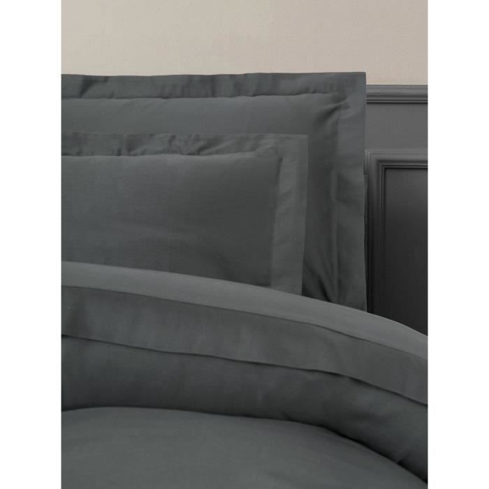 Bedding set - 1 duvet cover 220 x 240 cm + 2 pillowcases 60 x 60 cm - 100% cotton satin - Anthracite