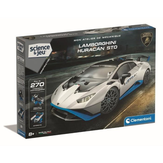 CLEMENTONI - Lamborghini Huracan STO to build - Steerable wheels - Illustrated manual and application for 3D visualization - Fabri
