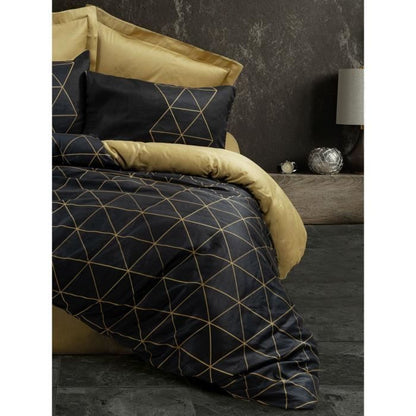 Bedding set - 1 duvet cover 220 x 240 cm + 2 pillowcases 60 x 60 cm - 100% cotton - Black