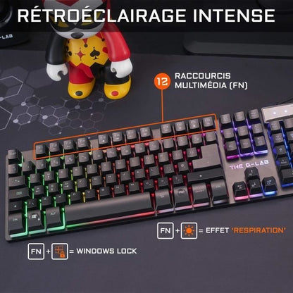 Combo KRYPTON - THE G-LAB - Retro Wired Gaming Keyboard and Mouse Pack - RGB Lighting