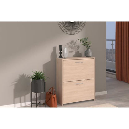 Shoe cabinet with 2 flaps - EASY LIFE - Oak - 66.5 x 78.5 x 25.1 - PARISOT