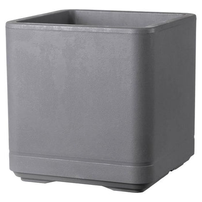 Cube Flower Pot - DEROMA - Cosmo - Ashgrey - Self-Watering - Casters - 38 cm
