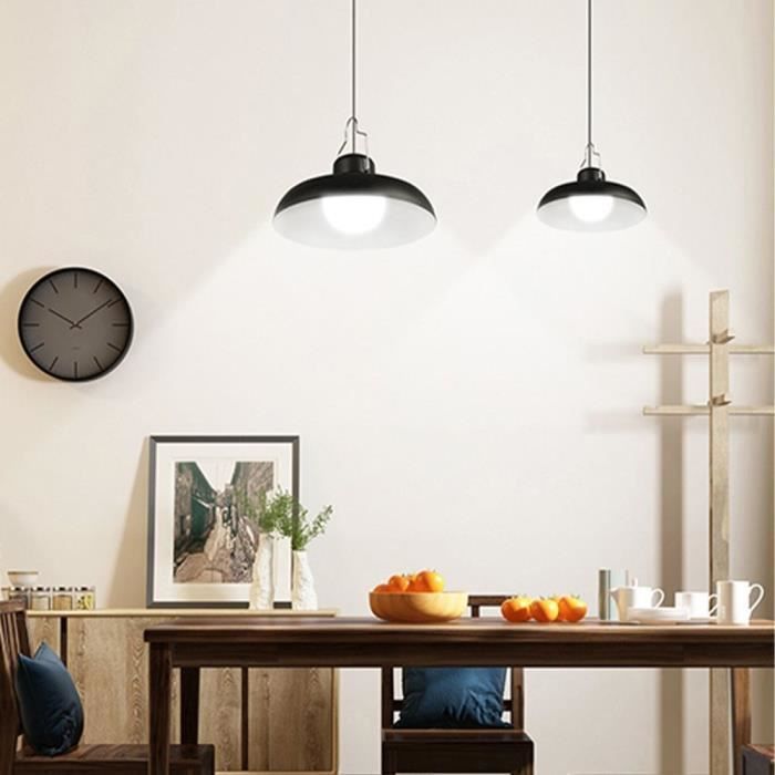 Double solar suspensions - LUMISKY - WAREN - Ø18 cm - Black metal lampshade - Cool white LED