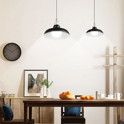 Double solar suspensions - LUMISKY - WAREN - Ø18 cm - Black metal lampshade - Cool white LED