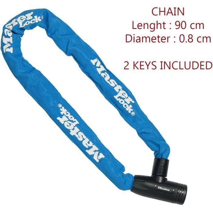 MASTER LOCK Bicycle Lock Chain [Key] - Ideal for Bicycles, Electric Bikes, ATVs and others