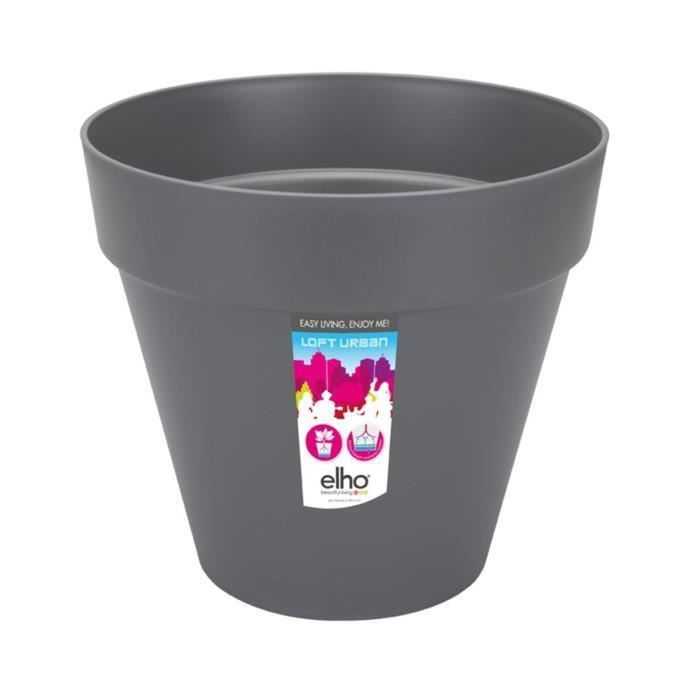 Elho Round flower pot with Urban loft wheels - Ø 40 cm - Anthracite gray