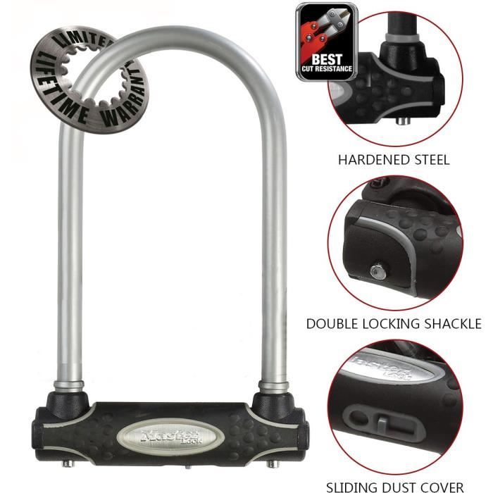 MASTER LOCK Bicycle Lock U [With Key] - Ideal for Bicycles, Electric Bikes, MTBs and others
