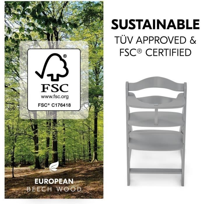 HAUCK Scalable Wooden Baby High Chair Alpha + / gray