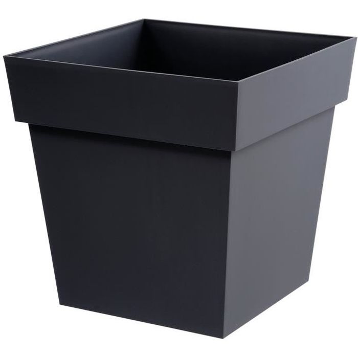 EDA Tuscan square flower pot - 39 x 39 x H 39 cm - 38 l - Anthracite gray