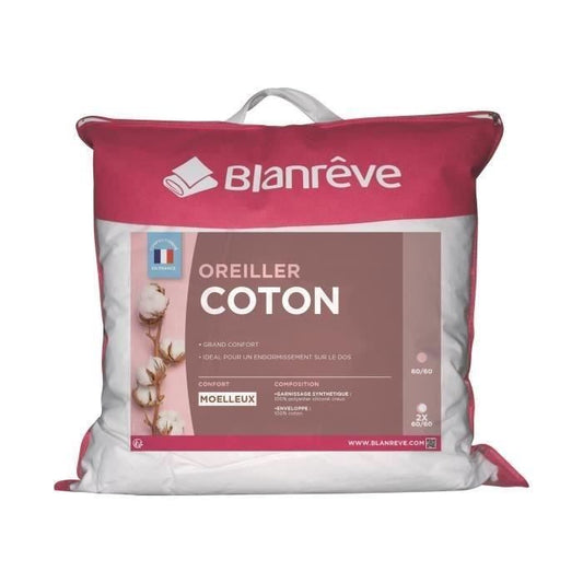 BLANREVE Set of 2 Cotton Pillows - 60 x 60 cm - White