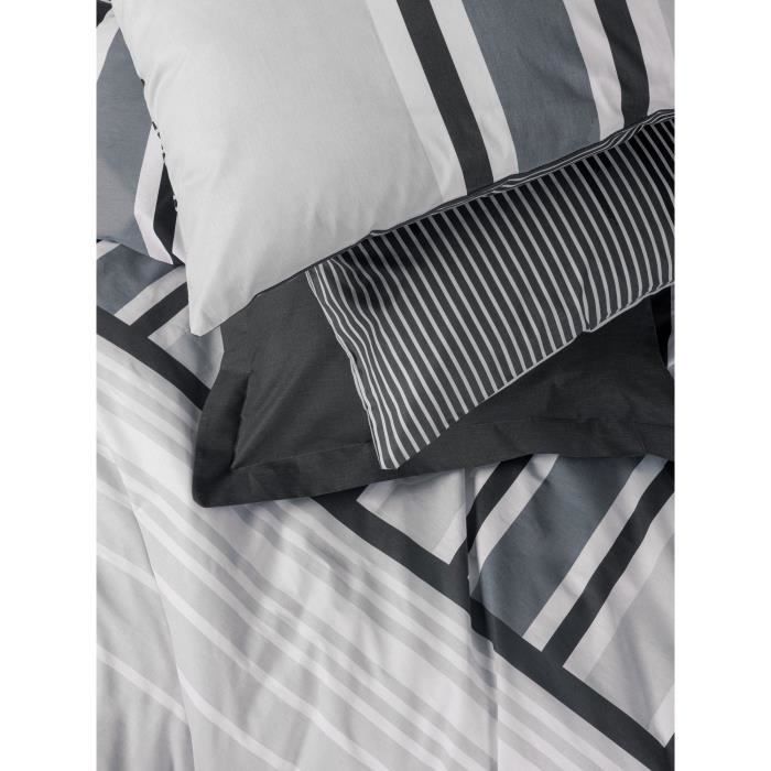 Bedding set - 1 duvet cover 220 x 240 cm + 2 pillowcases 60 x 60 cm - 100% cotton - Anthracite