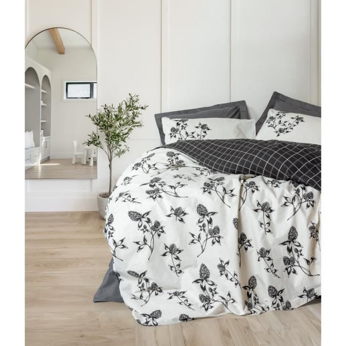 Bedding set - 1 duvet cover 220 x 240 cm + 2 pillowcases 60 x 60 cm - 100% cotton - Anthracite
