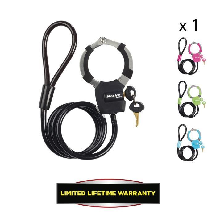 Master Lock 8275EURDPRO Key Lock Cable with Handcuff - 1m - Ideal for scooters - Colors